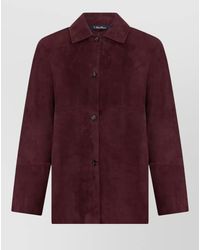 Max Mara - Lambskin Suede Mid Length Notch Collar Jacket - Lyst