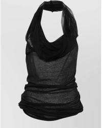 Rick Owens - Cotton Draped Halterneck Tank Top - Lyst