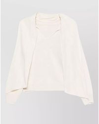 Semicouture - Virgin Wool V-Neck Draped Long-Sleeve Sweater - Lyst