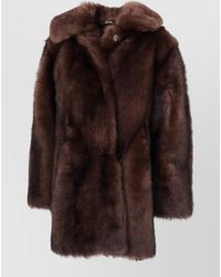 LA ROSE - Long Sleeve Faux Fur Coat - Lyst