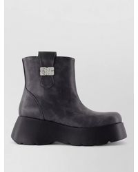 Ganni - Kat Low Leather Platform Ankle Boots - Lyst