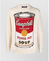 Junya Watanabe - Printed Cotton Intarsia-Knit Crew-Neck Jumper - Lyst