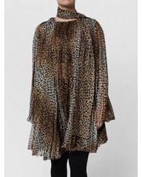 Dolce & Gabbana - Leopard Print Chiffon Dress Scarf Collar - Lyst