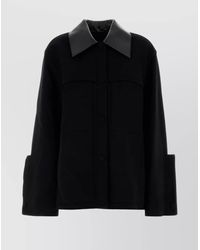 Jil Sander - Wool Jacket With Contrast Collar And Front Pockets - Lyst