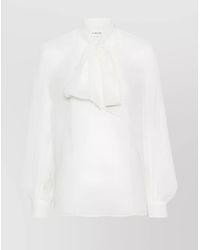 P.A.R.O.S.H. - Bow Detail Crepe Blouse V-Neck - Lyst