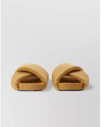 Jil Sander - Leather Crisscross Flat Sandal With Faux Fur Texture - Lyst