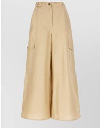 Weekend by Maxmara - Linen High Waist Cargo Button Shorts - Lyst