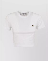 Fiorucci - Crew Neck Cropped Top Embroidered Logo - Lyst