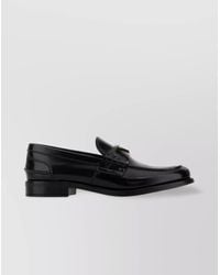 Prada - Leather Loafers With Decorative Buckle And Round Toe - Lyst