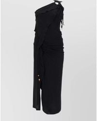 Isabel Marant - One Shoulder Midi Dress Drape Ruffle Buttons - Lyst