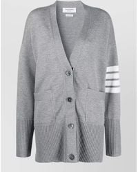 Thom Browne - Fine-Knit Oversized V-Neck Wool Cardigan - Lyst