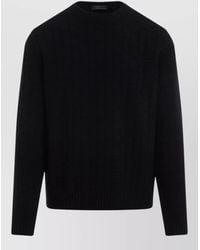 Prada - Wool Cashmere Crewneck Pullover Textured Knit - Lyst