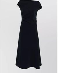 P.A.R.O.S.H. - Draped Boat Neck Short Sleeve Midi Dress - Lyst