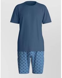 CALIDA - Crew Neck Geometric Pattern Short Sleeve T-Shirt - Lyst