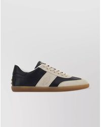 Tod's - Leather And Suede Sneakers With Contrast Panels - Lyst