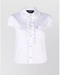 DSquared² - Short Sleeve Collared Neck Ruffled Front Chest Pocket - Lyst