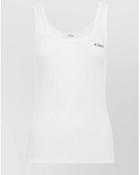 Chloé - Ribbed Cotton Sleeveless Tank Top - Lyst