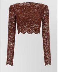 Rabanne - Lace Long-Sleeve Crop Top - Lyst