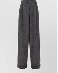 Valentino Garavani - High Waist Wide Leg Textured Pants - Lyst