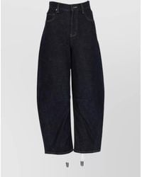 Self-Portrait - Denim Straight-Leg Wide-Leg Trousers - Lyst
