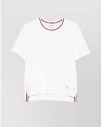 Thom Browne - Cotton Ribbed Crew Neck Short Sleeve T-Shirt - Lyst