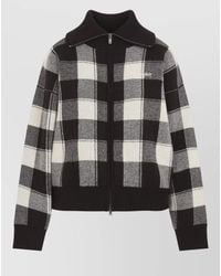 Golden Goose - Wool Check Cardigan Relaxed Fit Ribbed Collar - Lyst