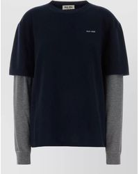 Miu Miu - Cashmere Wool Silk Striped Long Sleeve Layered Sweater - Lyst