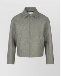 Jil Sander - Collared Long Sleeve Textured Fabric Jacket - Lyst