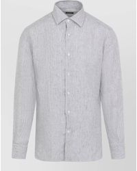 ZEGNA - Striped Long Sleeve Shirt Button Cuffs Collar - Lyst