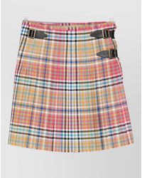 Vivienne Westwood - Wool Plaid Pleated Skirt Buckle Frayed Hem - Lyst