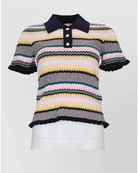 CASABLANCA - Chevron Knit Polo Top Short Sleeves - Lyst