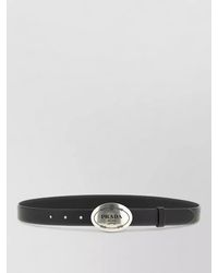 Prada - Oval Buckle Leather Belt Smooth Strap - Lyst