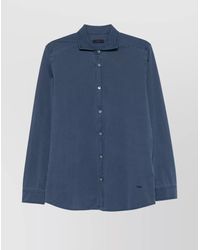 Fay - Collared Shirt With Buttoned Cuffs And Cuffed Sleeves - Lyst