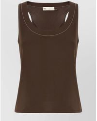 Tory Burch - Stitched Contrast Scoop Neck Sleeveless Top - Lyst