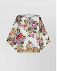Etro - Silk Blend Floral Print Tie Neck Blouse - Lyst