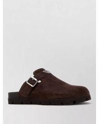 Prada - Suede Sandals Slip On Buckle Detail - Lyst
