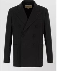 Valentino Garavani - Wool Blazer Double Breasted Notched Lapels - Lyst