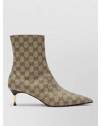 Gucci - Kitten Heel Pointed Toe Leather Boots - Lyst