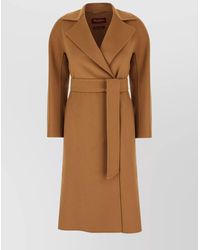 Max Mara - Wool Blend Wrap Coat With Belted Waist - Lyst