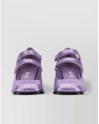 NODALETO - Glitter Double Strap Sandals With Block Heel - Lyst