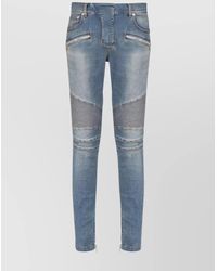 Balmain - Distressed Ribbed Skinny Jeans - Lyst