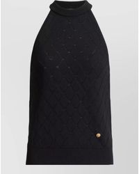 Balmain - Virgin Wool Sleeveless High-Neck Knitted Top - Lyst