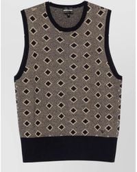 Emporio Armani - Cashmere Wool Diamond-Pattern Crew-Neck Sleeveless Vest - Lyst