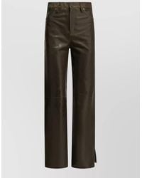 Golden Goose - Leather High-Rise Straight-Leg Pants - Lyst
