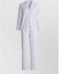 CALIDA - Striped Long Sleeve Pyjama Set Notch Collar - Lyst