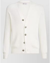 Brunello Cucinelli - Cotton Ribbed V-Neck Cardigan - Lyst