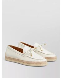 Tod's - Raffia Trim Leather Loafers - Lyst