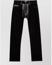 Versace - Denim Trousers Belt Loops Leather Panels - Lyst