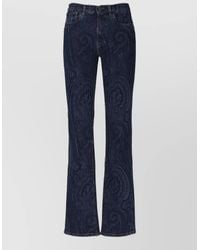 Etro - Printed Straight-Leg Denim Jeans - Lyst