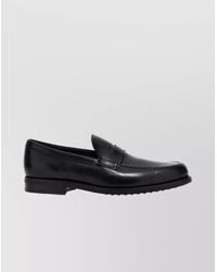 Tod's - Leather Loafers With Round Toe And Stitched Detailing - Lyst